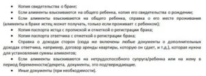 Перечень документов в бухгалтерию для алиментов