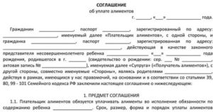 Образец соглашение об уплате задолженности по алиментам