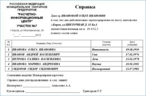 Справка о составе семьи где брать пенза